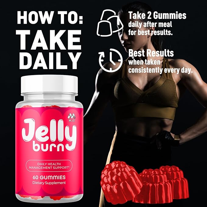 (3 Pack) Jelly Burn Gummies Official JellyBurn Gummys with Natural Ingredient Advanced Health &amp Wellness Vitamin Supplement Formula Max Strength Active Lifestyle Multivitamin Support (180 Gummi