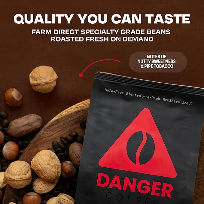 Danger Coffee by Dave Asprey Remineralized Mold Free &amp Lab Tested Ground Healthy Coffee Medium Roast 10.9 Ounce