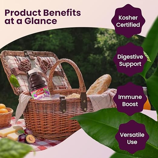 Gefen All Natural Prune Juice 32oz (2 Pack) Not from Concentrate | Kosher (Including Passover)