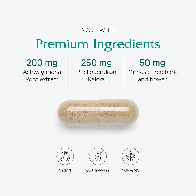 Vitanica Cortisol Relief Dr. Formulated Sleep Stress Cortisol Manager Supplement Vegan 60 Capsules (Cortisol Relief)