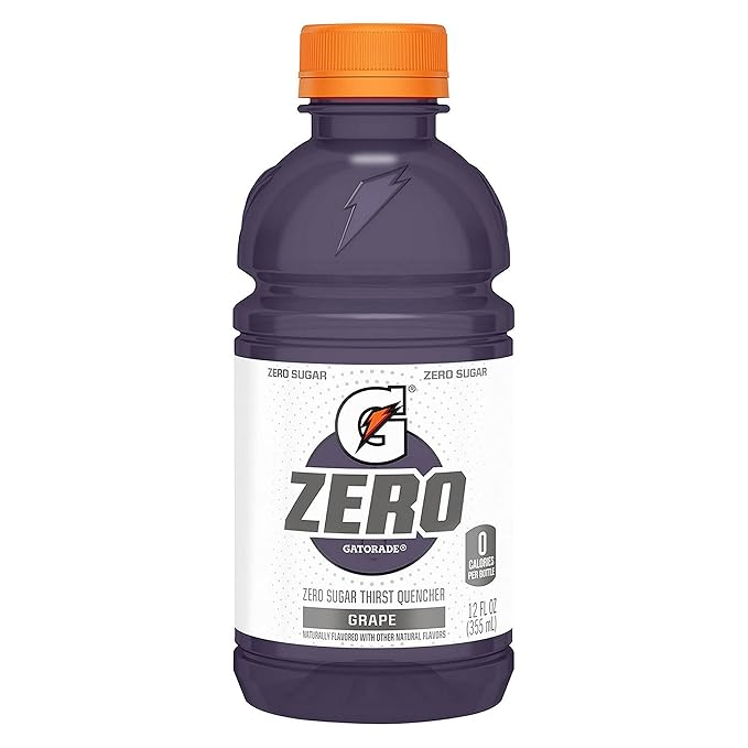 Gatorade Zero Sugar 12oz Three Flavor Variety Orange Glacier Freeze and Grape (Pack of 28)