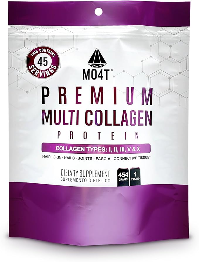 MO4T Hydrolyzed Multi Collagen Powder -Collagen Protein- Collagen Peptides-Type 123510 -Sugar-Free (1 Pound) Hair Skin &amp Nail Paleo &amp Keto Non-GMO