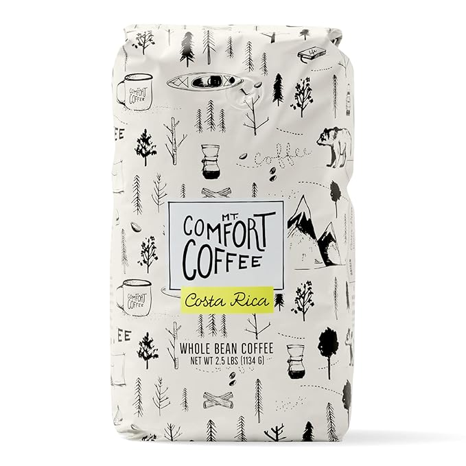 Mt. Comfort Coffee Costa Rica Medium Roast 2.5lb - Sourced From Local Costa Rican Coffee Farms - Roasted Whole Bean