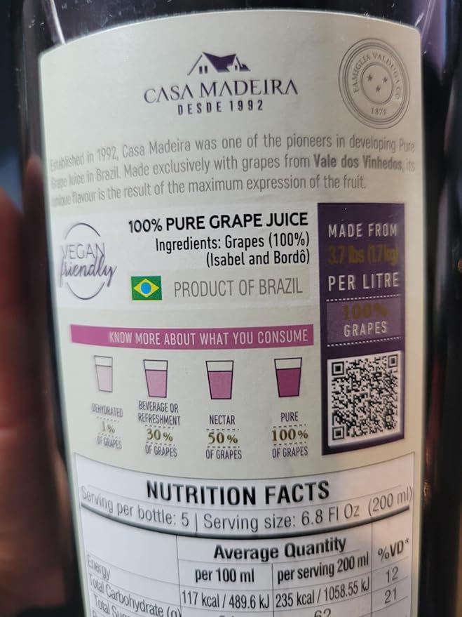 Casa Madeira Grape Juice 100% Pure 33.8 Fl Oz | Pack of 2 + Exclusive Brazil in Texas Bracelet | Suco de Uva | Bundle by Brazil in Texas