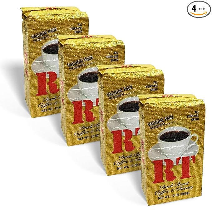 RT Dark Roast Ground Coffee &amp Chicory 13oz Brick (Pack of 4)