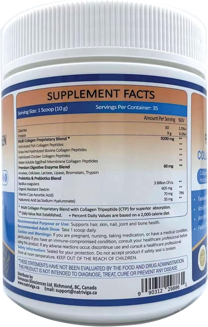 Multi Collagen Peptides Powder - Type I II III V X - Hydrolyzed Collagen Peptides with Vitamin C Hyaluronic Acid Supports Skin Hair Nail &amp Joint Grass-Fed Non-GMO 35 Servings