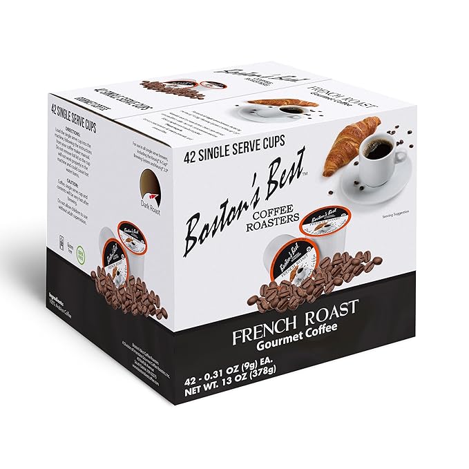 Boston’s Best - Rich &amp Bold French Roast Gourmet Delectable Dark Roast Coffee Compatible with Keurig Coffee Maker 1 Count (42 Single Serve Cups)