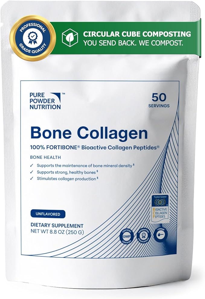 Bone Collagen with FORTIBONE Bioactive Collagen Peptides for Bone Health | 50 Serves (No Flavor) | Powder