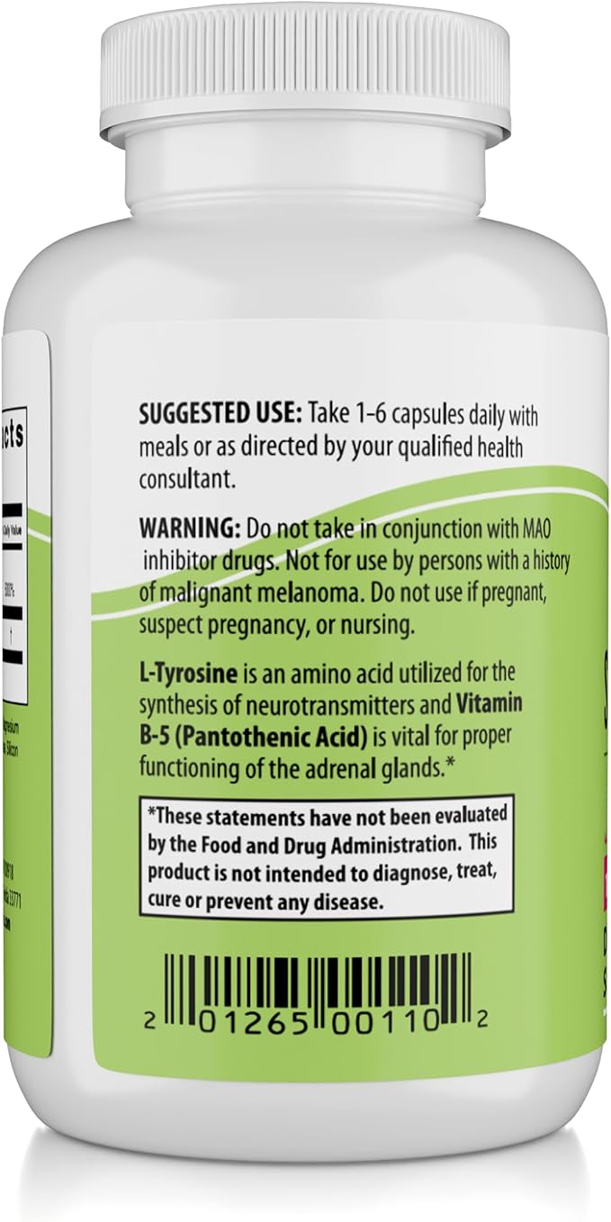 NaturalSlim Stress Relief Supplement - Stress Defender High Cortisol Reducer Control Cravings Sleep &amp Metabolism Support with Vitamin B5 Pantothenic Acid &amp L Tyrosine 180 Vegetable Capsules