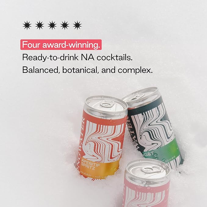 Strongwater Mocktail Variety Pack - 12 Pack Cans (8.4 Fl Oz Each) - Premium Non Alcoholic Drinks - Ready to Drink Alcohol Free Drinks Including Aperitif Spritz Paloma G&ampT Margarita