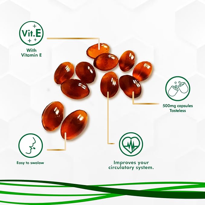 Propolis Health Propolis Capsules 1000mg-Daily with Vitamin E Per dose - Pure Brazilian Green Propolis Extract - Immune Booster 50 Days Supply -100 Capsules