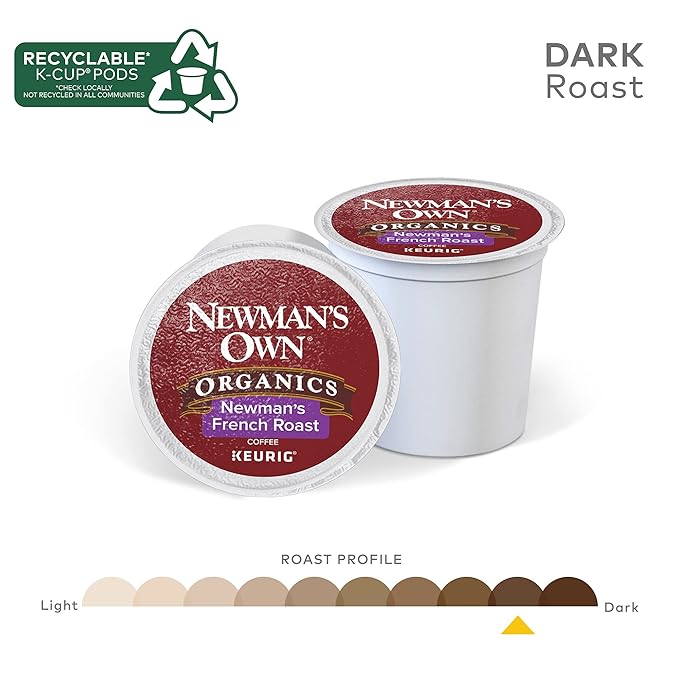 Newman's Own Organics French Roast Single-Serve Keurig K-Cup Pods Dark Roast Coffee 96 Count