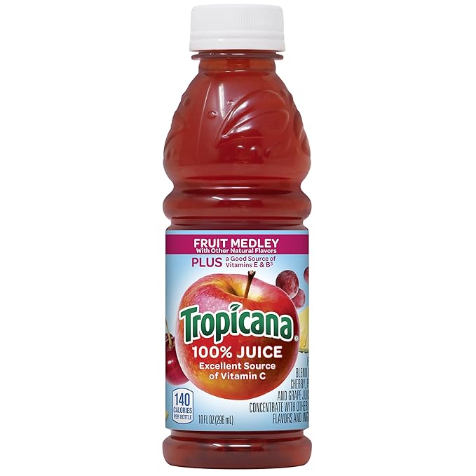 Tropicana 100% Fruit Medley Juice�Single Serve 10 Fl Oz Bottles (Pack of 24) - Real Fruit Juice Vitamin C B &amp E Rich No Added Sugars No Artificial Flavors