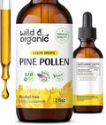 Wild &amp Organic Pine Pollen Tincture - Pine Pollen Extract Drops for Men &amp Women - Add to Tea &amp Drink - Pure Pinus Sylvestris Extract - Vegan Sugar &amp Alcohol-Free Liquid Supplement - 2