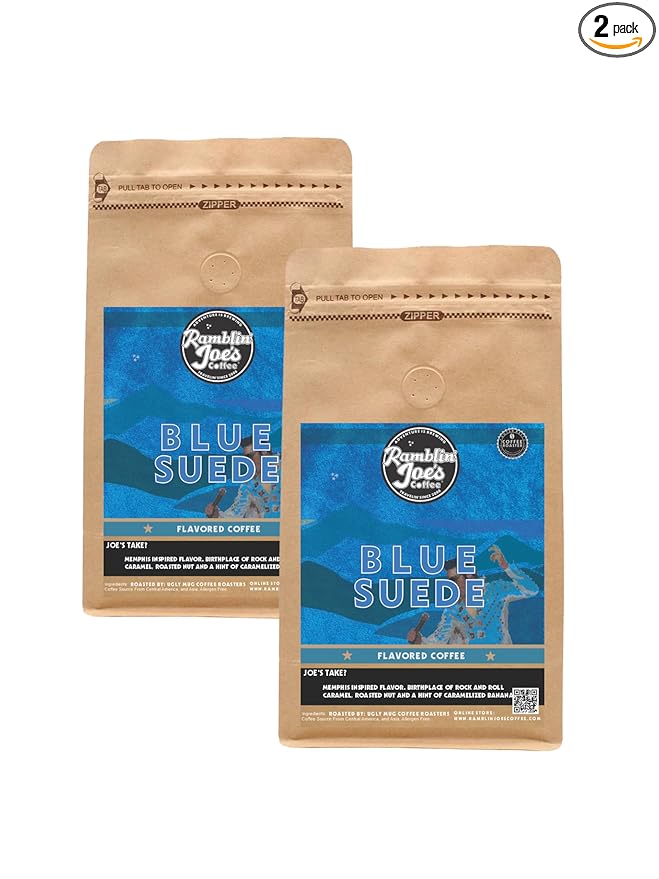 Ramblin' Joe's Coffee Flavored Roast | 2-12oz Ground Coffee packs (Blue Suede 2-12 oz)