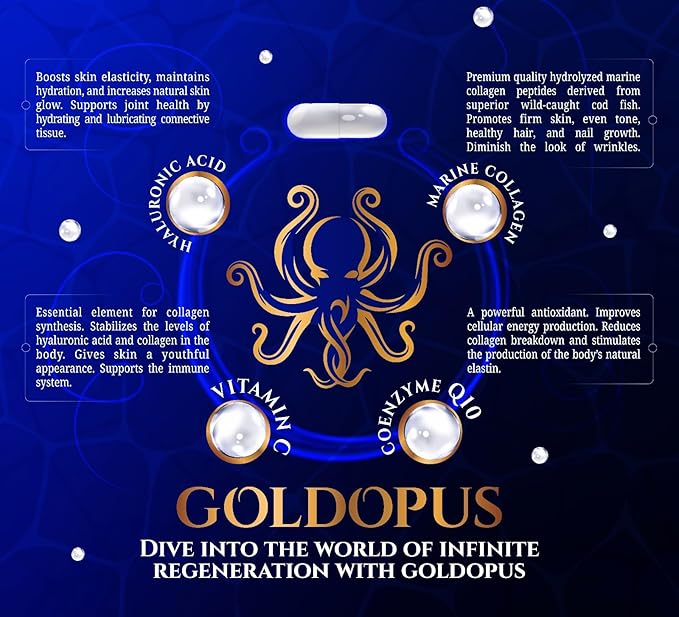 Marine Collagen Peptides Capsules with Hyaluronic Acid Coenzyme Q10 Vitamin C - Preserve Beauty and Youth - Promote Firm Skin Strong Nails&ampHair Healthy Joints 90 Capsules 1 Month Supply