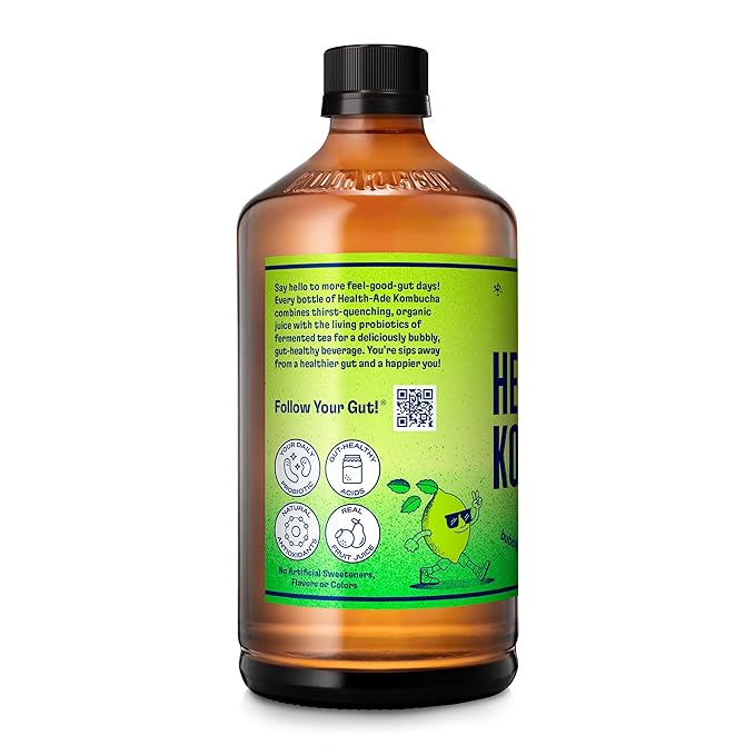 Health-Ade Kombucha Tea Organic Drink Fermented Tea with Living Probiotics Detoxifying Acids Supports Gut Health Non-GMO Vegan Gluten Free 12 Pack (16 Fl Oz Bottles) Mint Limeade