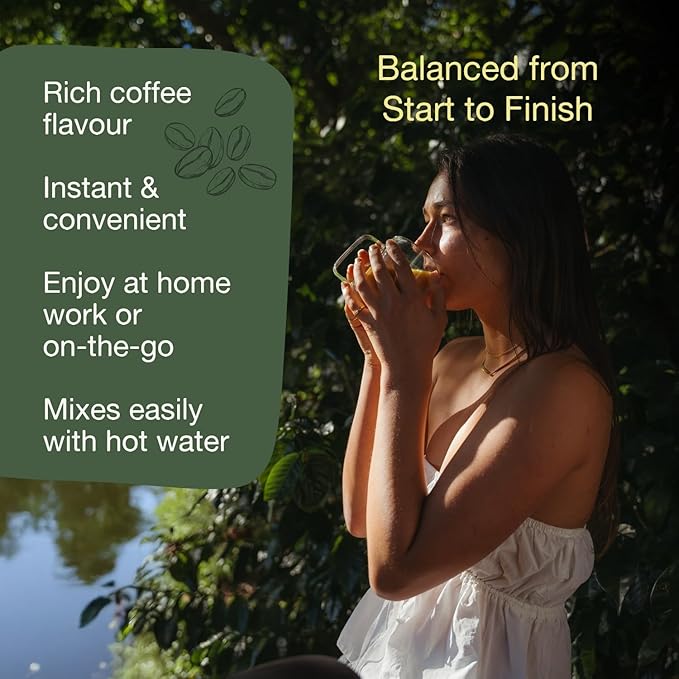 Healthy Rituals Mushroom Coffee SuperBlend Powder with Lion’s Mane MCT Oil L-Theanine Turmeric Prebiotic Fiber &amp L-Carnitine Naturally Sweet Rich &amp Smooth Premium Arabica Instant Coffee