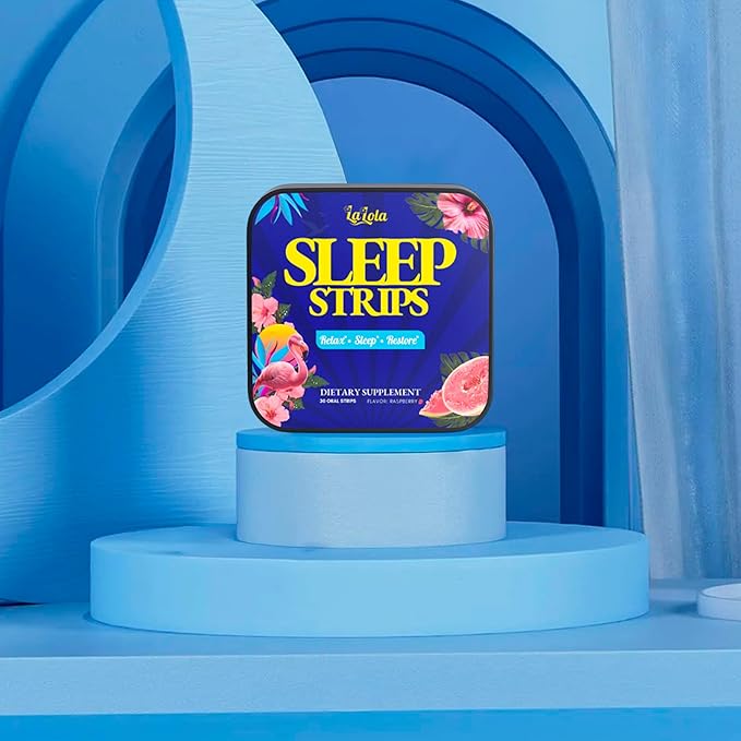LALOLA Sleep Strips Fast-Dissolving Oral Strips Sleep Aid with Valerian Root Lavender Chamomile Hibiscus and Melatonin Non-Habit Forming