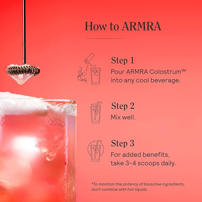 ARMRA Colostrum Powder | Vine Watermelon | Gut Health &amp Bloating | Skin &amp Hair | Immunity | Keto Gluten &amp Fat-Free | 90 Servings