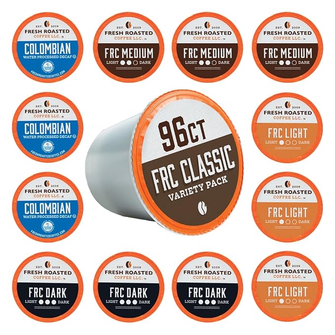 Fresh Roasted Coffee FRC Classic Variety Pack Kosher K-Cup Compatible 96 Pods