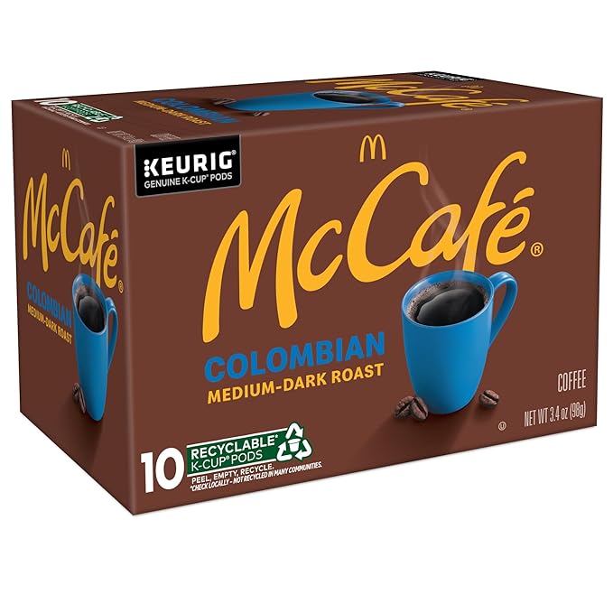 McCafe Colombian Single Serve Coffee Keurig K-Cup Pods Medium Roast 60 Count (6 Packs of 10)