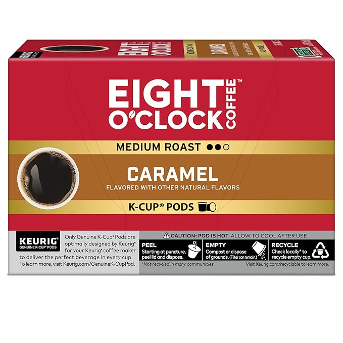 Eight O'Clock Coffee Caramel Keurig Single-Serve K-Cup Pods Flavored Coffee 60 Count (6 Packs of 10)