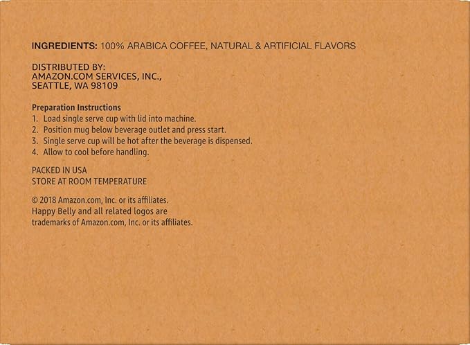 Amazon Brand - Happy Belly Light Roast Coffee Pods Hazelnut Flavored Compatible with Keurig 2.0 K-Cup Brewers 100 Count