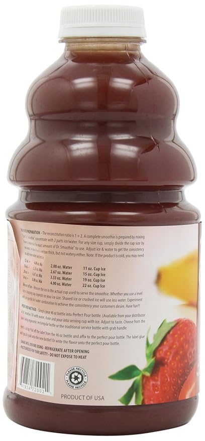 Dr. Smoothie 100% Crushed Fruit Smoothie Strawberry Banana 46-Ounce Bottles (Pack of 2)