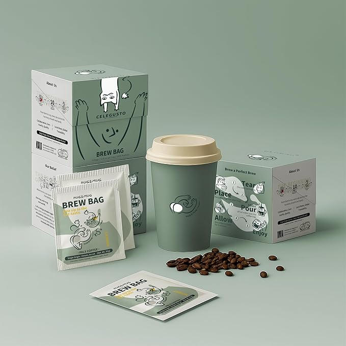 Celegusto Specialty Brew Coffee Bags – Single Serve Steeped Packs – Medium Roast Arabica Full Body &amp Smooth – Office Ready Travel Friendly Direct Trade
