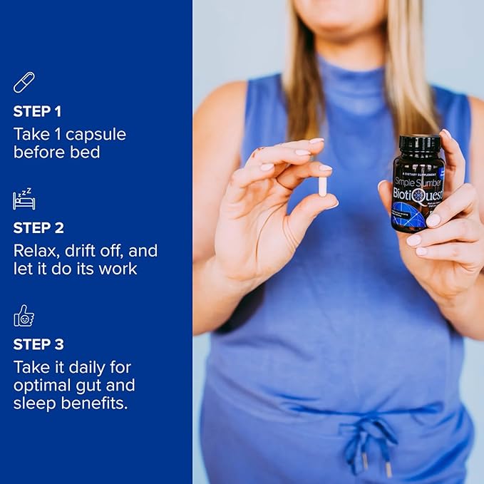 BiotiQuest Simple Slumber Probiotics to Help Improve Sleep Quality and Gut Health 18 Billion CFU Non-GMO and Gluten Free 30 Capsules