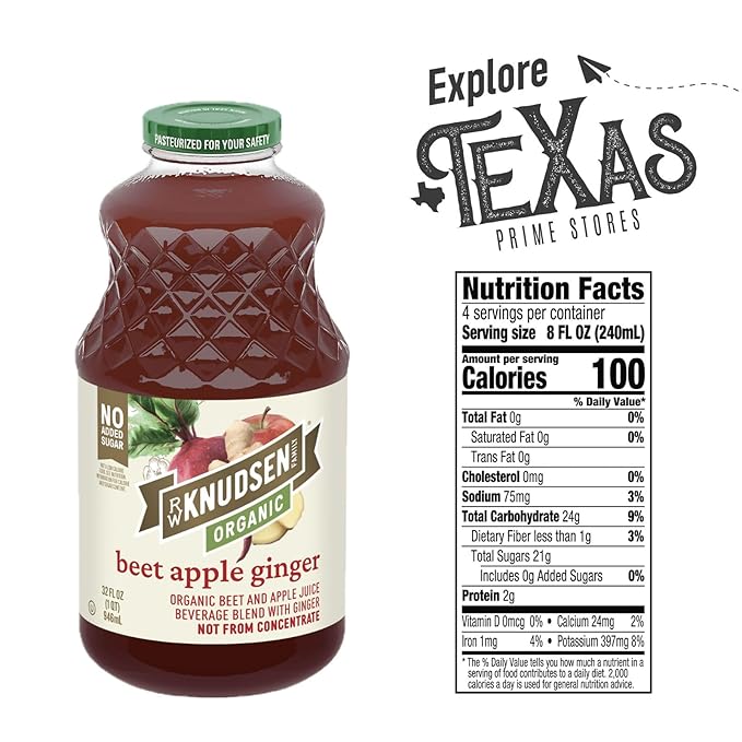 R.W. Knudsen Organic 2-Pack Organic Beet Apple Ginger Fruit Juice 100% USDA 32 fl oz Glass Bottle + 1 Utility Freebie by Lavinia