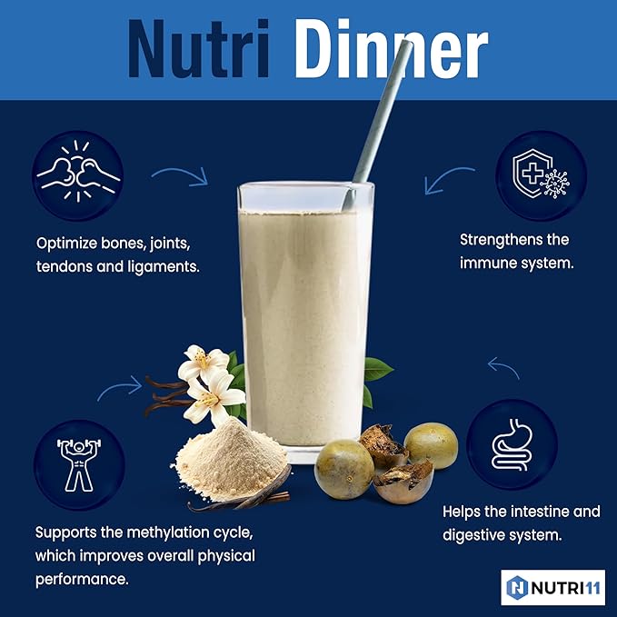 NutriDinner by Nutrillermo | Grass-Fed Collagen Protein Powder | Collagen with Magnesium B-Vitamins | Collagen Supplement for Sleep and Recovery (149 Vanilla)