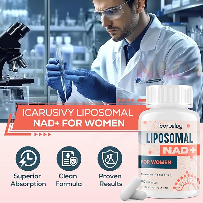 IcarusIvy 2000MG NAD Supplements for Women NMN Alternative Female Liposomal NAD+ with Ashwagandha Berberine HCL Ginkgo Biloba &amp Black Cohosh Women Focused Formula 720 Capsules