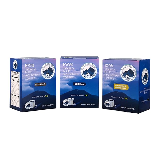 Mamre Blue 100% Jamaica Blue Mountain Coffee (24 Count Original &amp Dark Roast)