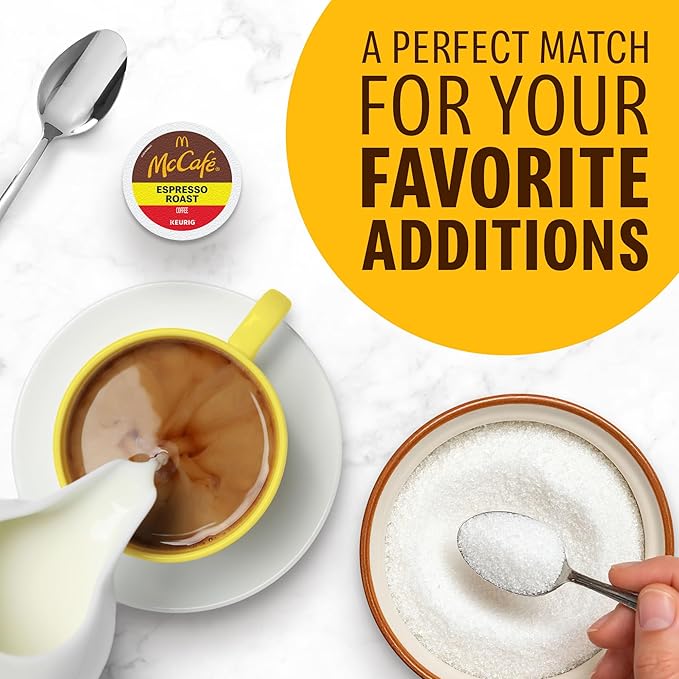 McCafe Espresso Roast Coffee Keurig Single-Serve K-Cup Pods 60 Count (6 Packs of 10) Dark Roast Made with Arabica Beans Bold Flavor with Bittersweet Chocolate &amp Toasted Nut Notes