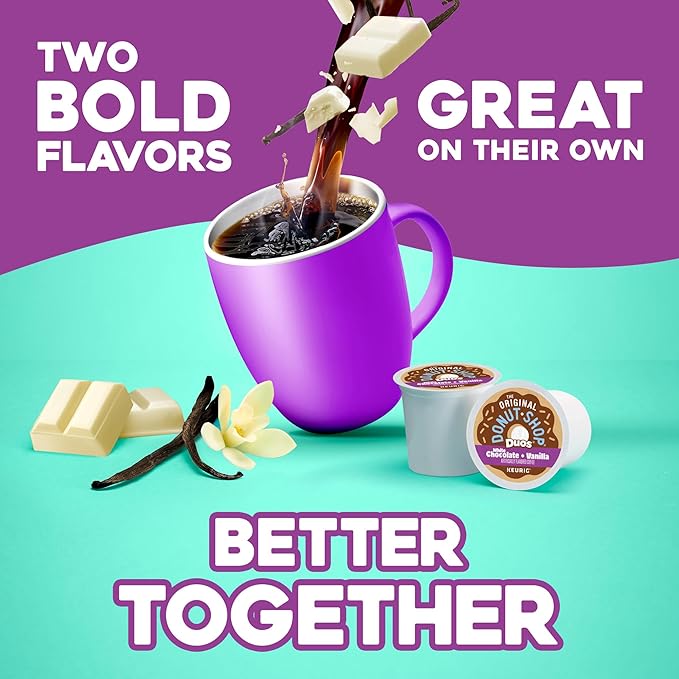The Original Donut Shop Duos White Chocolate + Vanilla Keurig Single Serve K-Cup pods 96 Count
