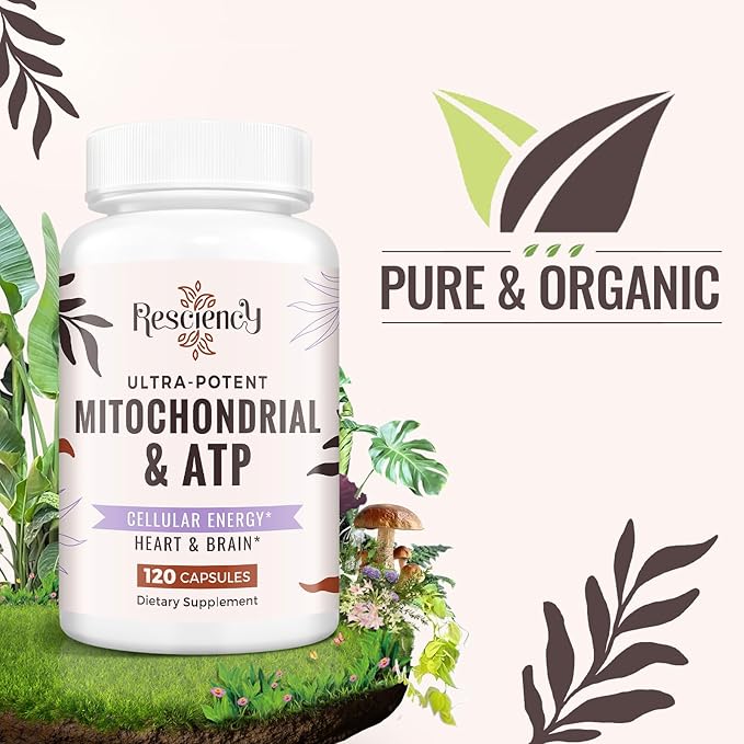 Resciency 2326 MG Mitochondrial Supplements with ATP Vitamins CoQ10 &amp PQQ More Effective Than Creatine HMB &amp Nitric Oxide Energy Endurance Strength Recovery &amp Muscle Organic 240 C