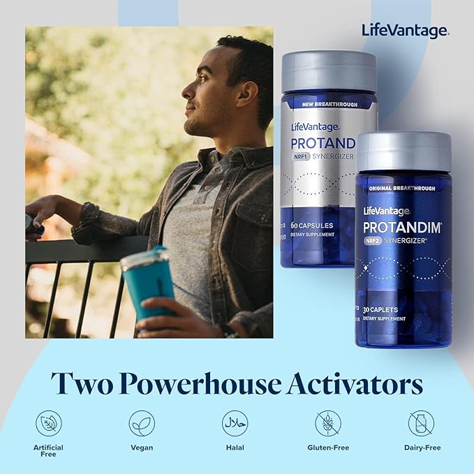LifeVantage Protandim Dual Synergizer NRF1 (60 Caps) + Nrf2 (30 Caps) Activators Healthy Aging Antioxidant Cellular Energy Boost Heart Health Ashwagandha Turmeric CoQ10