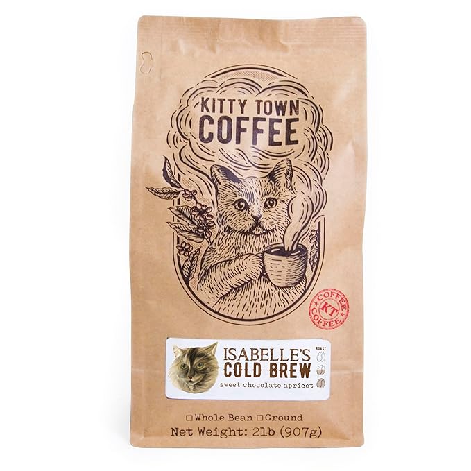 Kitty Town Coffee: Isabelle's Cold Brew Blend Medium Roast Coffee From Guatemala &amp Brazil 2lb (32oz) Ground