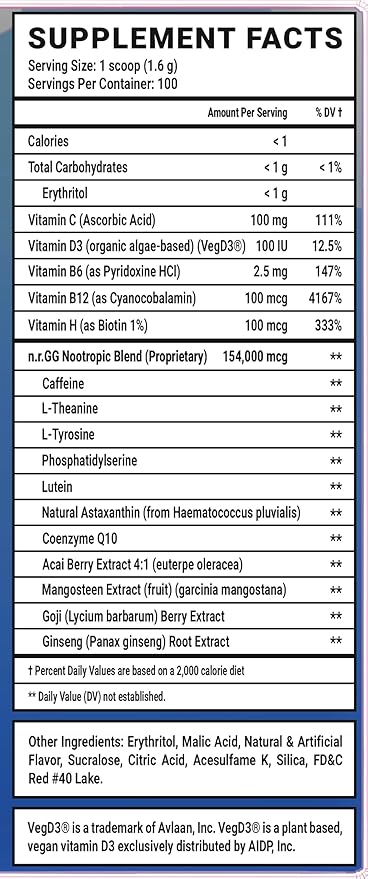 Gamer Supps GG Energy - Goof Juice by MoistCr1TiKaL (100 Servings) - Keto Friendly Gaming Energy and Nootropic Blend Sugar Free + Organic Caffeine + Vitamins + Immune Support Powder Drink