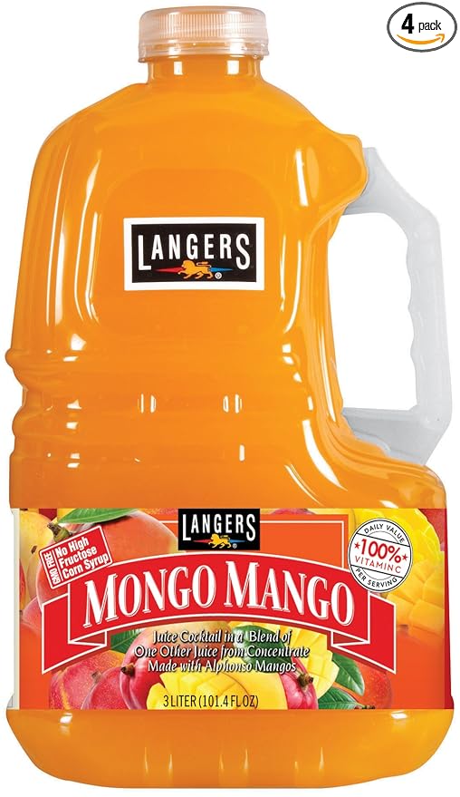 Langers Juice Cocktail Mongo Mango 101.4 Fl Oz (Pack of 4)