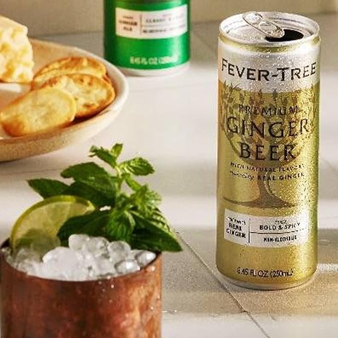 Fever Tree Premium Ginger Beer - Premium Quality Mixer and Soda - Refreshing Beverage for Cocktails &amp Mocktails 200ml Bottle