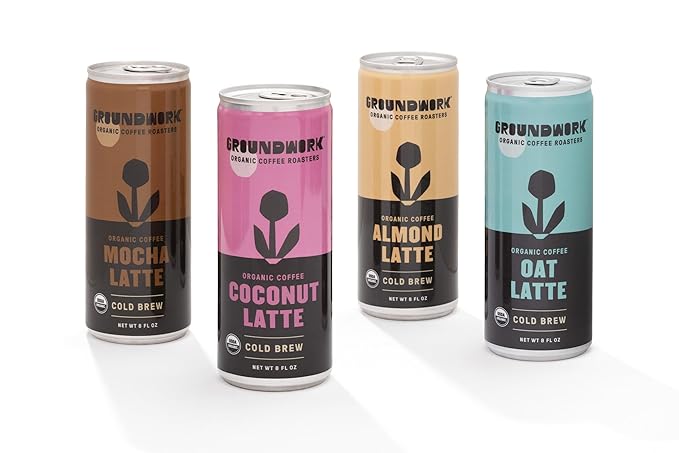 Groundwork Organic Coffee - Mocha Cold Brew Latte - 8 FL Oz Cans (12 Pack)