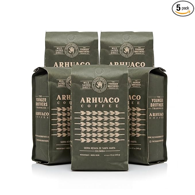 The Younger Brothers Trading Co. - Arhuaco Indigenous Wild-Grown Coffee Medium Roast Whole Bean 12 oz (Pack of 5)