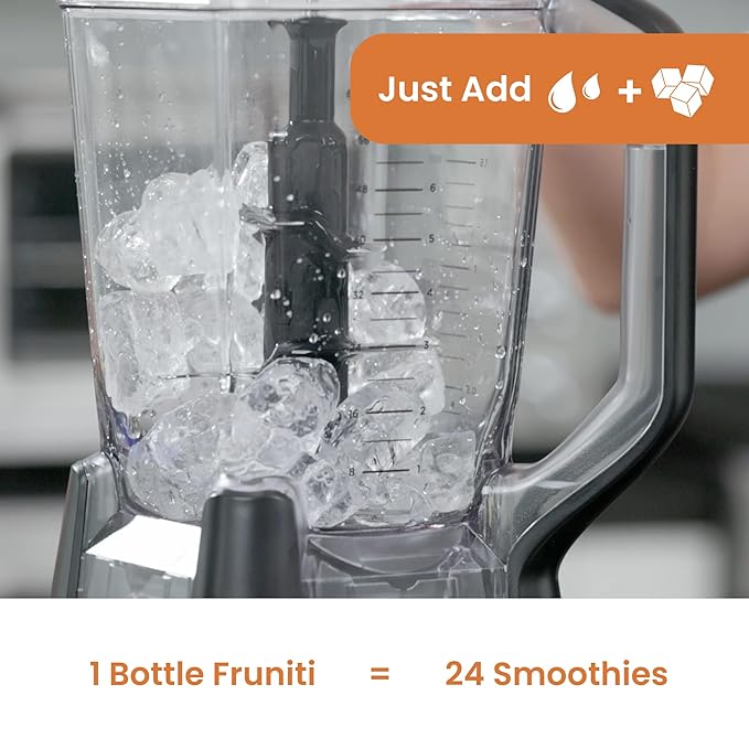 Fruniti Peach Smoothie Mix - Energy Boosting - No Sugar Added - Delicious Fruit Puree - Vitamin B-6 Vitamin B-12 Ginseng - Apple Pineapple Peach Purée - Makes 24 Smoothies