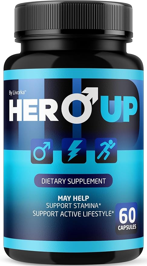 LIVORKA Hero Up Capsules - Official HeroUp Supplement Pills for Men - Maximum Strength Energy Support All Natural Hero Up Vitamins Support for Overall Health &amp Wellness 60 Capsules for 1 Month