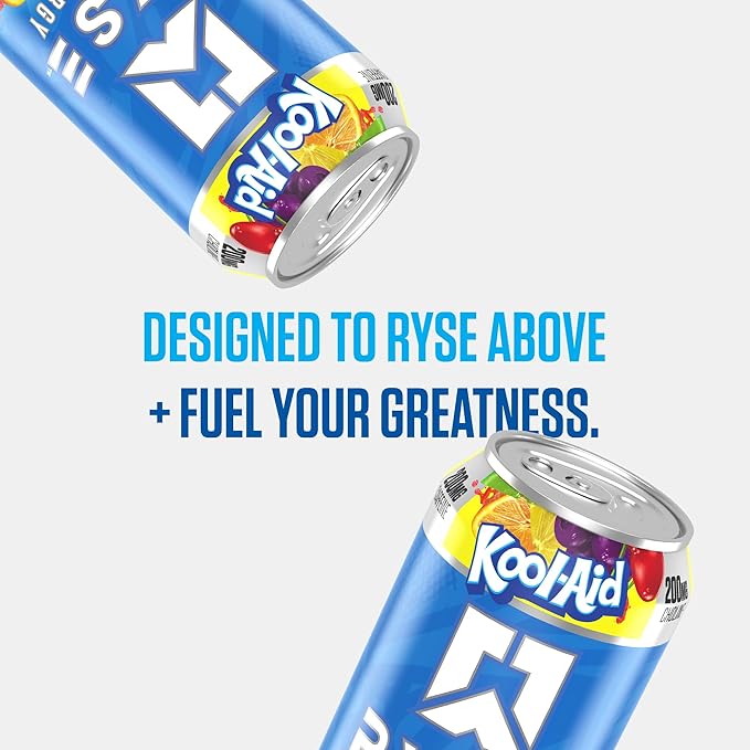 RYSE Fuel Energy Drink - Kool-Aid Tropical Punch - Sugar Free Gluten Free &amp Vegan - 200mg Natural Caffeine Taurine &amp Choline for Focus &amp Energy - No Artificial Colors - 16 fl oz Cans (12