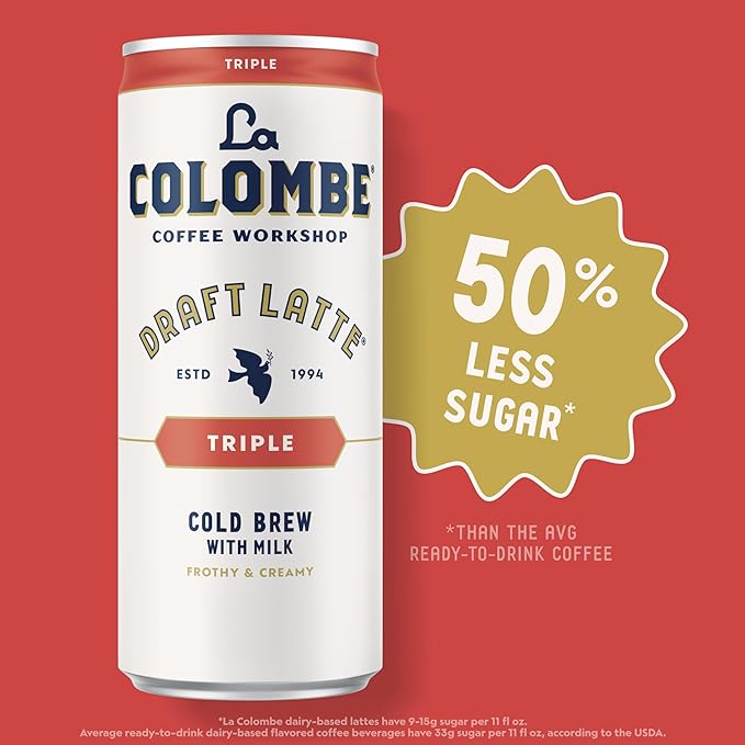 La Colombe CoffeeTriple Draft Latte11 fl oz CansCoffeehouse Quality Cold BrewSpecialty Grade Coffee BeansReady-to-Drink On-the-Go(Pack of 24)