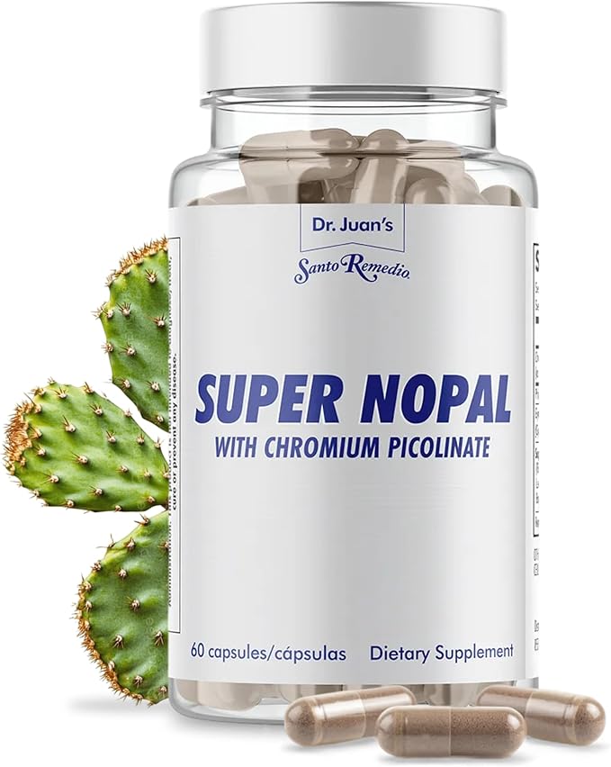 Santo Remedio Super Nopal Exclusive Formula with Nopal Gurmar (Gymnema Silvestre) Chromium Picolinate and Vanadyl Sulfate. 60 Capsules (30 Servings)